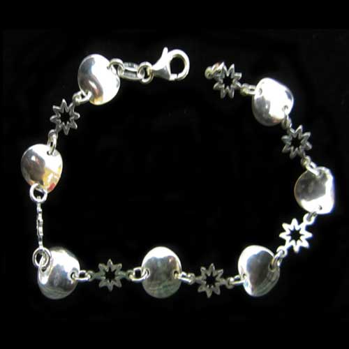 Imagen pulseras plata  motivo estrellas